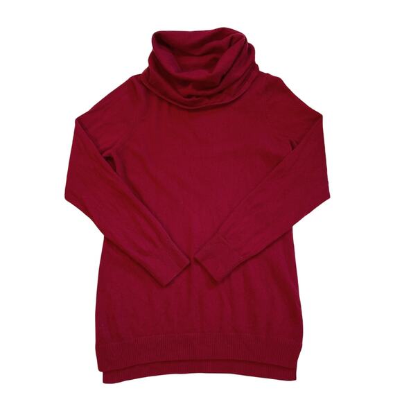 LL Bean Sweater Womens Large Red 100% Cashmere Cowl Neck Long Sleeve Christmas - Picture 1 of 10